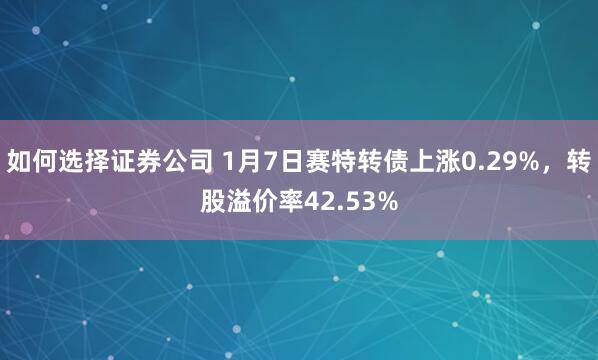 如何选择证券公司 1月7日赛特转债上涨0.29%，转股溢价率42.53%
