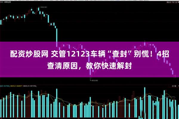 配资炒股网 交管12123车辆“查封”别慌！4招查清原因，教你快速解封